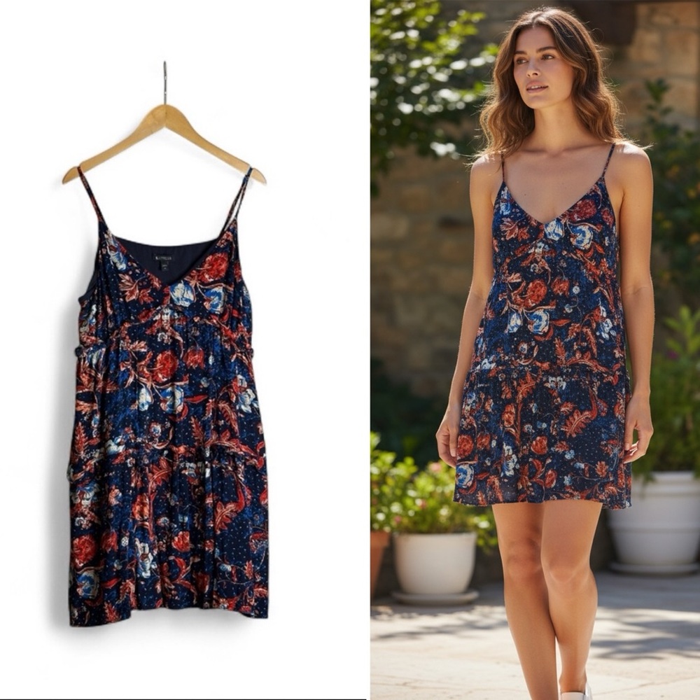 FLORAL PRINT SLEEVELESS MINI DRESS Sz XL